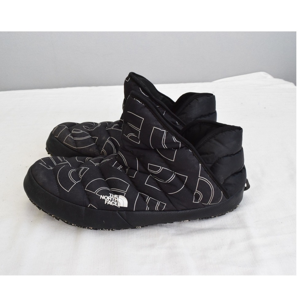 The North Face Thermoball Traction Bootie 10 Black Logo Print Men Puffer Slipper